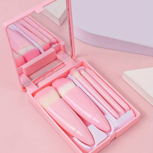 5pcs Travel Makeup Brush Set, Mini Complete Function Cosmetic Brushes Kit NEW - Picture 1 of 4